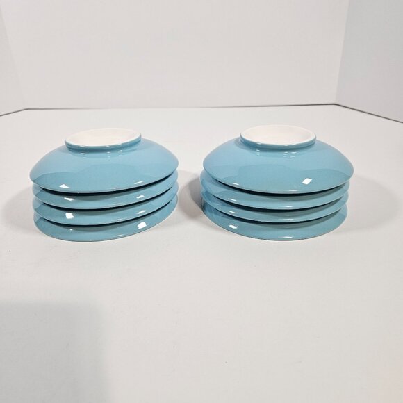 Vintage Mikasa Cera Stone Blue & White Small Dessert Fruit Bowls Set of 8 MCM - Picture 3 of 8